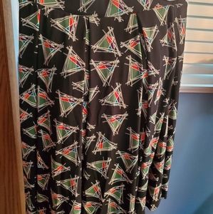 LuLaRoe Madison Box Pleat Skirt Black Geo Print XS